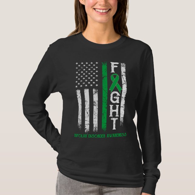 Bipolar Disorder Warrior US Flag T-Shirt (Front)