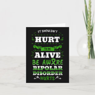 Bipolar Mania Mental Illness Anxiety Green Ribbon Card