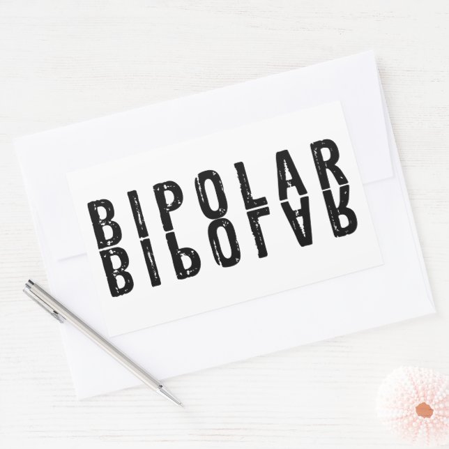 Bipolar text design rectangular sticker (Envelope)