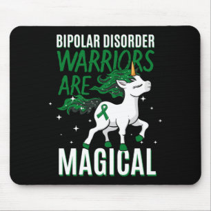Bipolar Warrior Magical Unicorn Green Ribbon Mouse Pad
