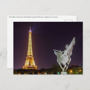 Bir-Hakeim at night bridge - Paris, France Postcard