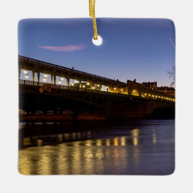 Bir-Hakeim bridge at dawn in winter - Paris Ceramic Ornament (Front)