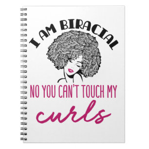 Biracial Mixed Girl Curls Funny Curly Hair Women Notebook