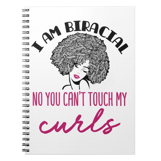 Biracial Mixed Girl Curls Funny Curly Hair Women Notebook (Front)