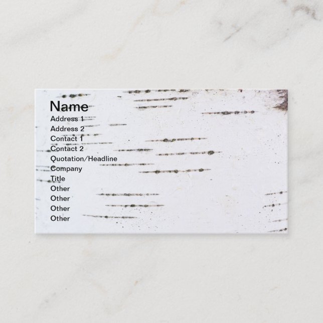 Birch bark business card (Front)