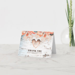 Birch Bark Heart Rustic Country Wedding Thank You Card