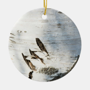Birch bark pattern ceramic ornament