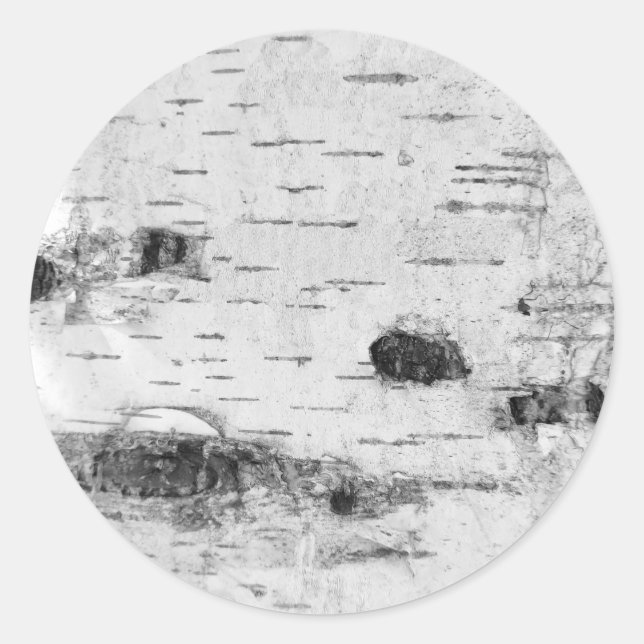 Birch bark pattern classic round sticker (Front)