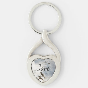 Birch bark pattern key ring