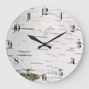 Birch bark pattern large clock