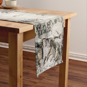 Birch bark pattern short table runner
