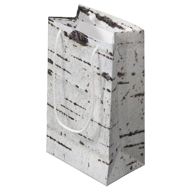 Birch bark pattern small gift bag (Front Angled)
