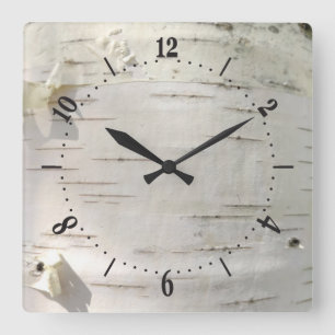 Birch bark pattern square wall clock