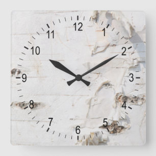 Birch bark pattern square wall clock