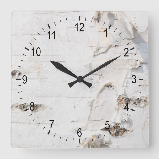Birch bark pattern square wall clock (Front)