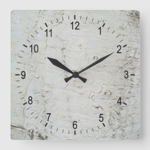 Birch bark pattern square wall clock