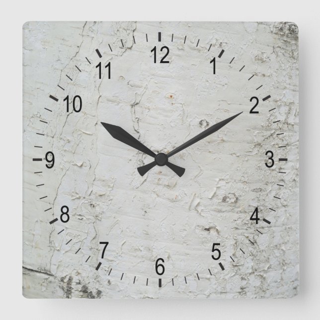 Birch bark pattern square wall clock (Front)