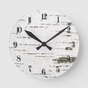 Birch bark round clock