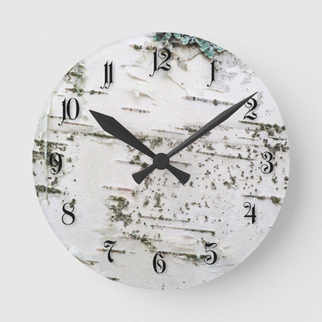 Birch bark round clock (Front)