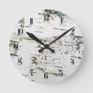 Birch bark round clock
