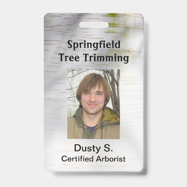 Birch Bark Rustic Nature Custom ID Badge (Front)