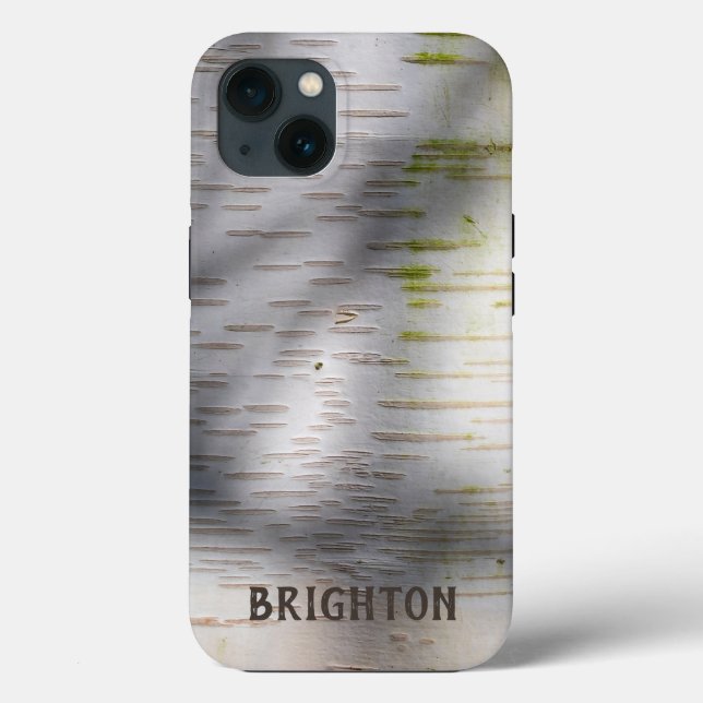 Birch Bark Rustic Nature Custom Name Case-Mate iPhone Case (Back)
