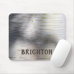Birch Bark Rustic Nature Custom Name Case-Mate Mouse Pad