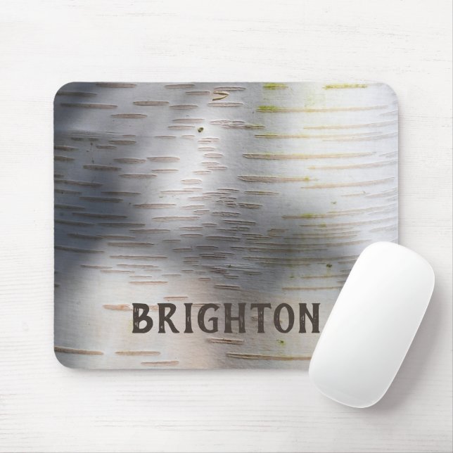 Birch Bark Rustic Nature Custom Name Case-Mate Mouse Pad (With Mouse)
