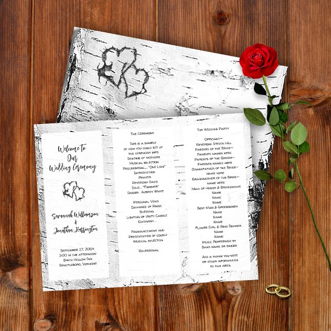 Birch Bark Wedding Ceremony Programs Folded (Creator Uploaded)