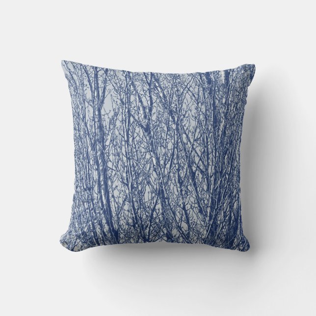 Birch Branches - Cyanotype Effect Cushion (Front)