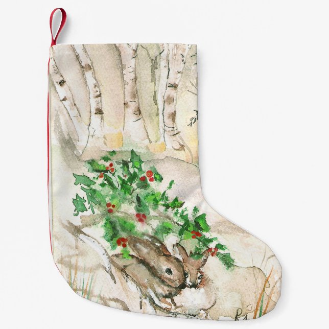 Birch Bunnies Small Christmas Stocking (Front)