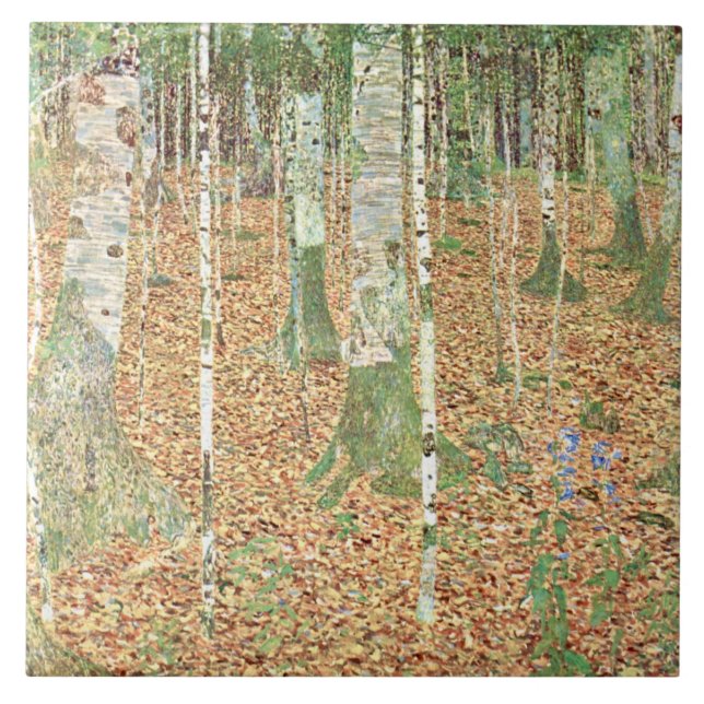 Birch Forest by Gustav Klimt Ceramic Tile (Front)
