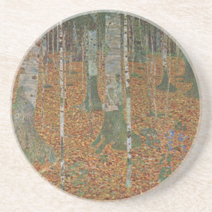 Birch Forest by Gustav Klimt, Vintage Art Nouveau Coaster