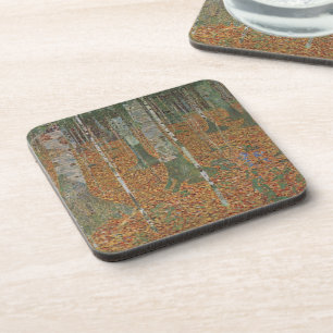 Birch Forest by Gustav Klimt, Vintage Art Nouveau Coaster