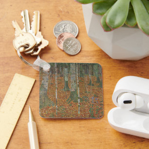 Birch Forest by Gustav Klimt, Vintage Art Nouveau Key Ring