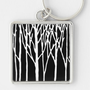 Birch Forest by Leslie Peppers Key Ring