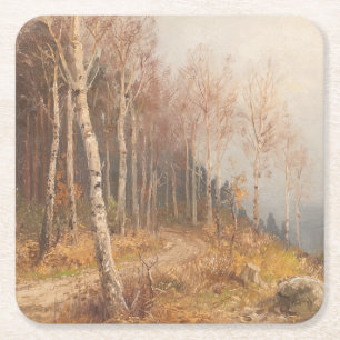Birch Forest – Hugo Mühlig Square Paper Coaster