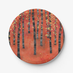 Birch Forest Landscape Paper Plate