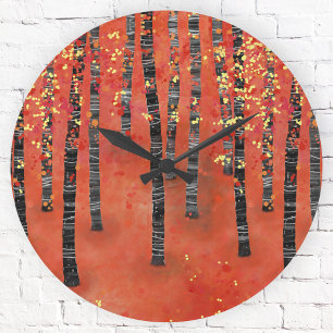 Birch Forest Landscape Round Clock