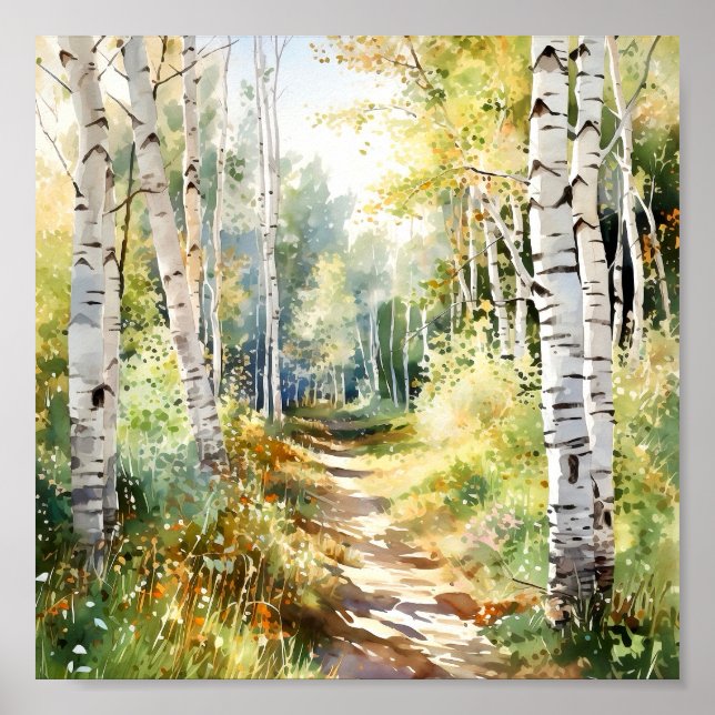 Birch Forest Painting Poster (Front)