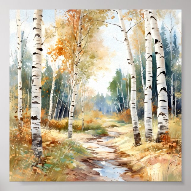 Birch Forest Painting Poster (Front)