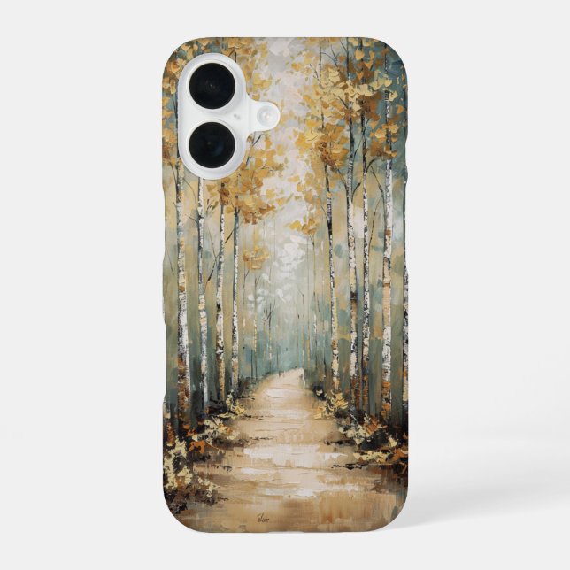 Birch Forest Path iPhone 16 Case (Back)