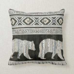 Birch Forest Sophisticated Lodge Bear Paw Pattern Cushion