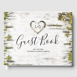 Birch Heart Rustic Fall Wedding Guest Book