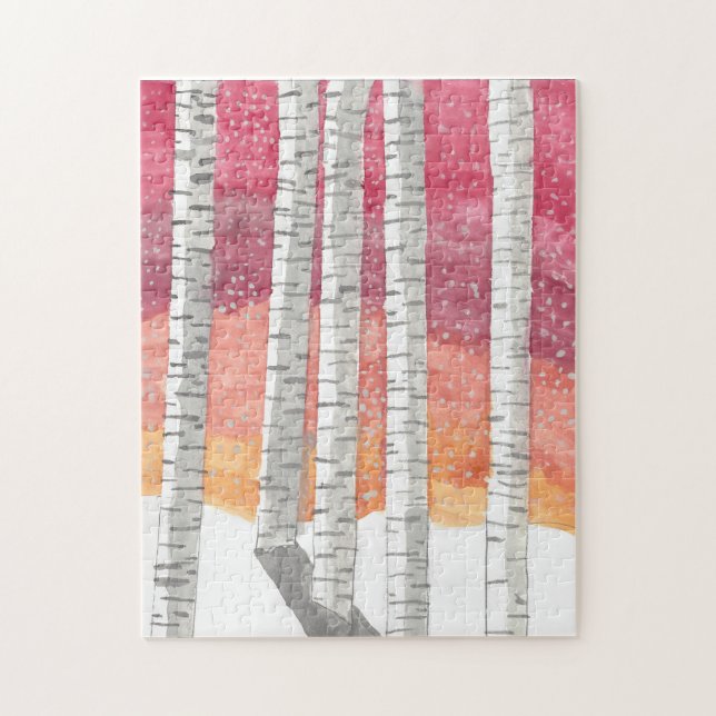 Birch In The Snow Jigsaw Puzzle (Vertical)
