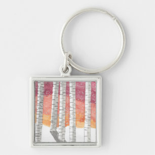 Birch In The Snow Key Ring