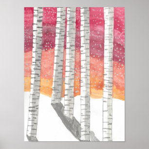 Birch In The Snow Poster