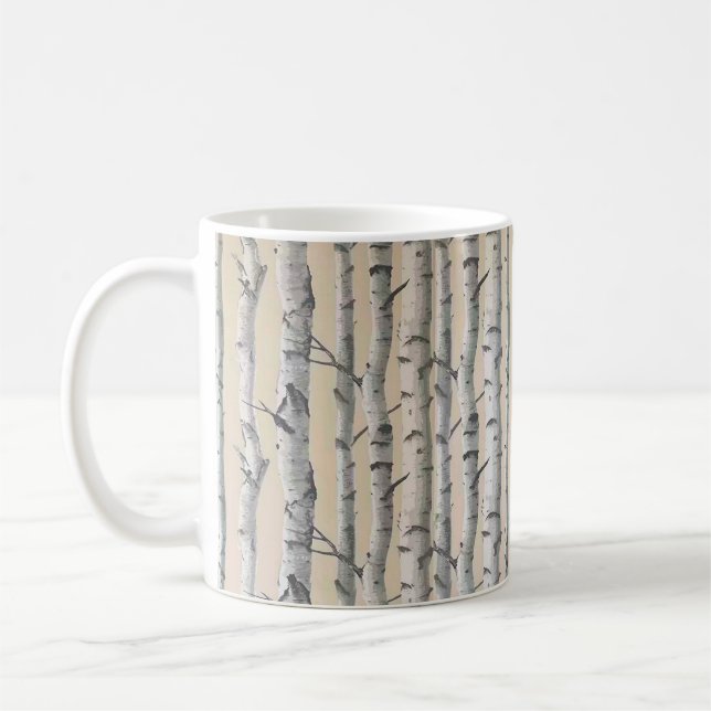 Birch In The Woods Outdoors Coffee Mug (Left)
