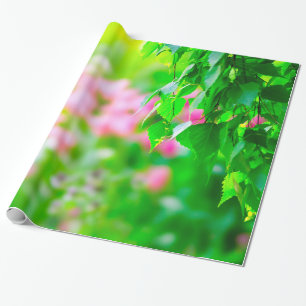 Birch leaves tulip flowers customisable wrapping paper