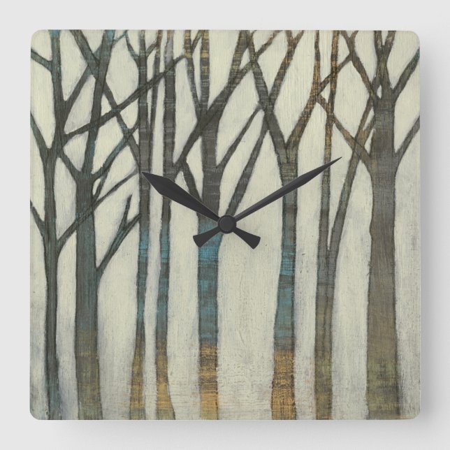 Birch Line I Square Wall Clock (Front)